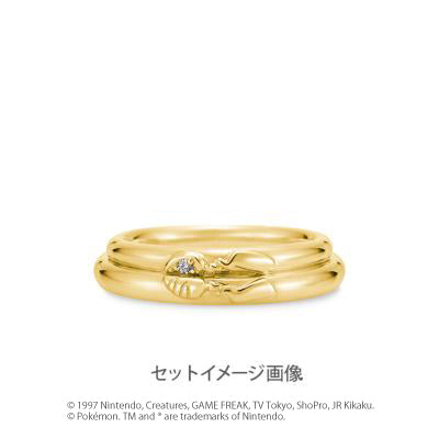 [Pokémon]Pikachu pair ring mens K18 yellow gold