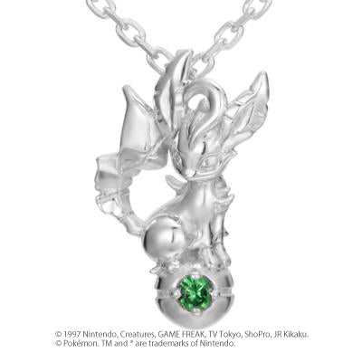 [Pokémon]Leafeon & Pokéball necklace K18 white gold