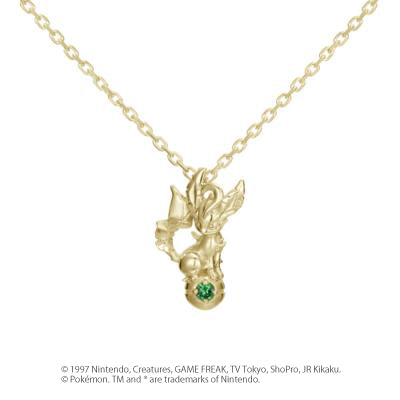 [Pokémon]Leafeon& Pokéball necklace K18 yellow gold