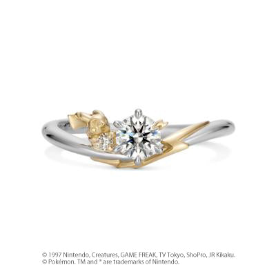 [Pokémon]Pikachu electric shock motif Ring K18white gold x K18yellow gold  (diamond purchase seperately)