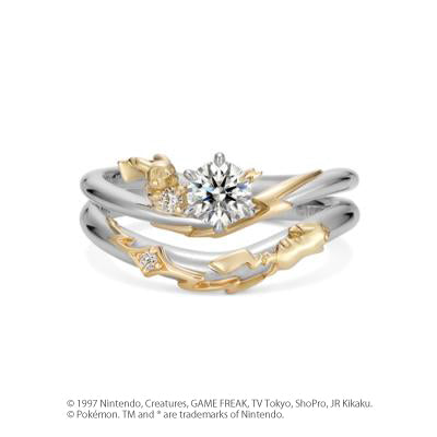 [Pokémon]Pikachu electric shock motif Ring K18white gold x K18yellow gold  (diamond purchase seperately)